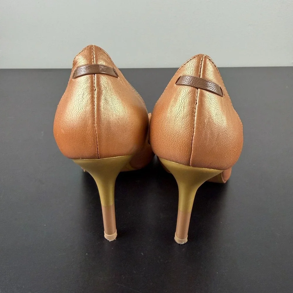 Francesca Giobbi Pump Heels Women's 7/ EU37 Brown Pointed Toe Genuine Leather